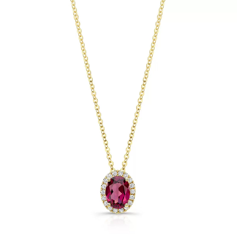 Costco oval garnet diamond pendant 14ct yellow gold (British brand)