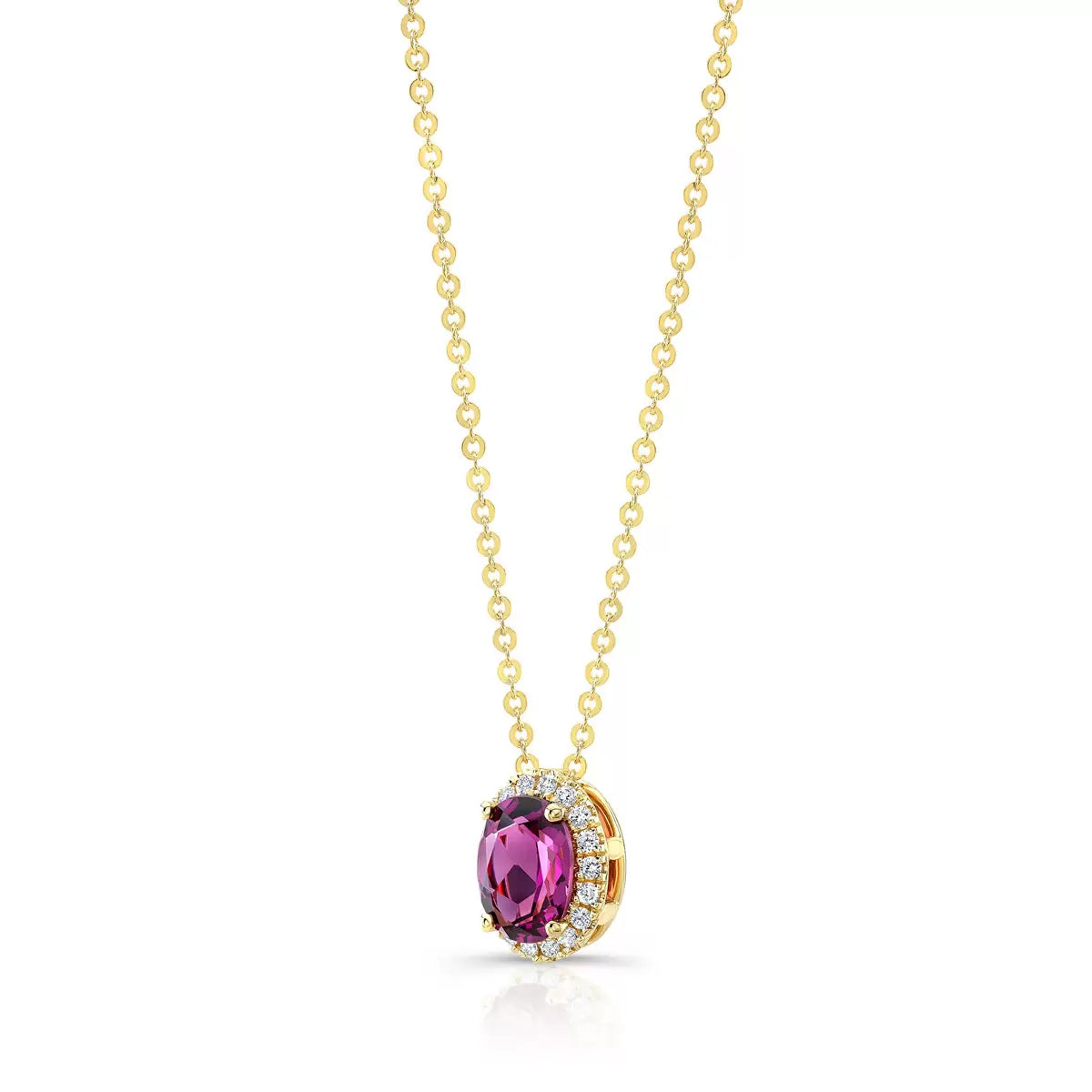 Costco oval garnet diamond pendant 14ct yellow gold (British brand)