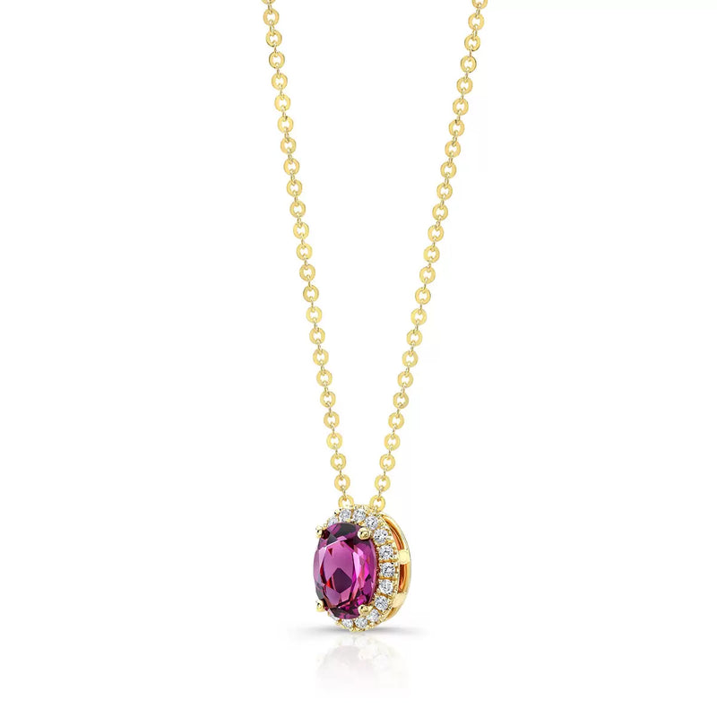 Costco oval garnet diamond pendant 14ct yellow gold (British brand)