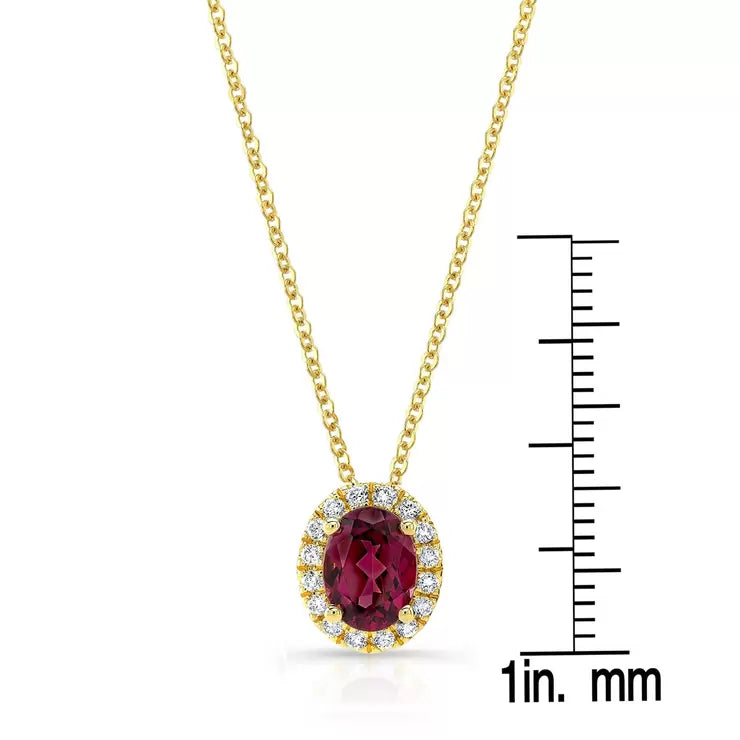 Costco oval garnet diamond pendant 14ct yellow gold (British brand)