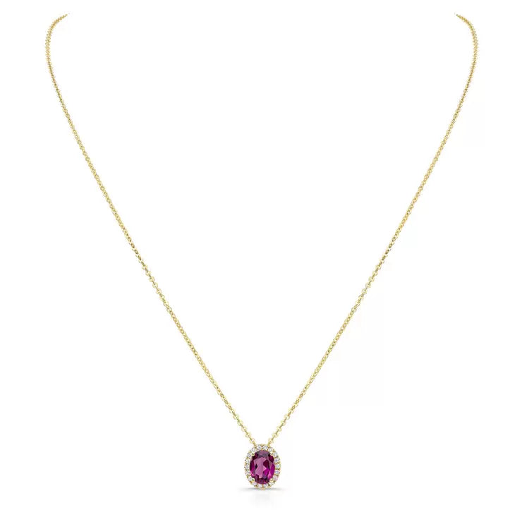 Costco oval garnet diamond pendant 14ct yellow gold (British brand)