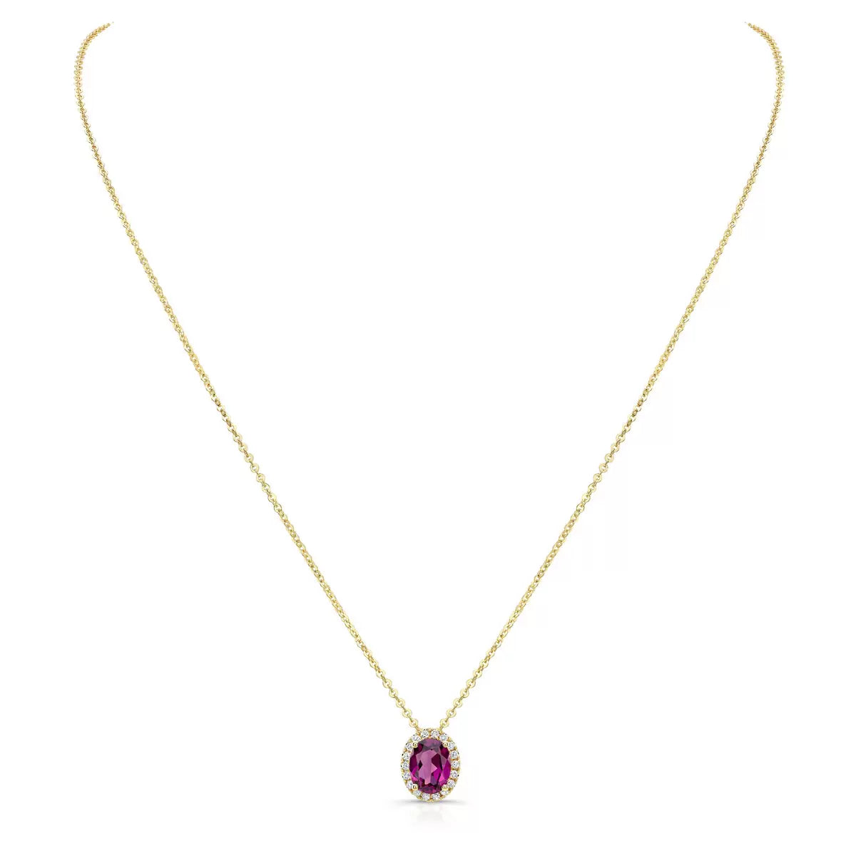 Costco oval garnet diamond pendant 14ct yellow gold (British brand)