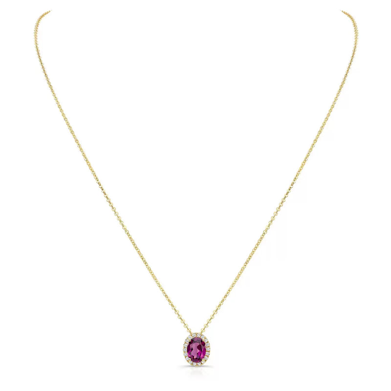 Costco oval garnet diamond pendant 14ct yellow gold (British brand)