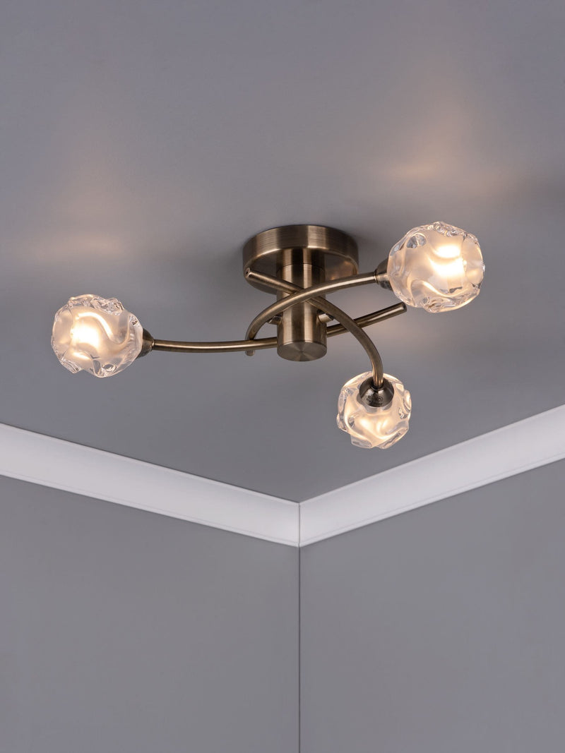 Dar Lighting Seattle brass flush ceiling light 42cm (British brand)