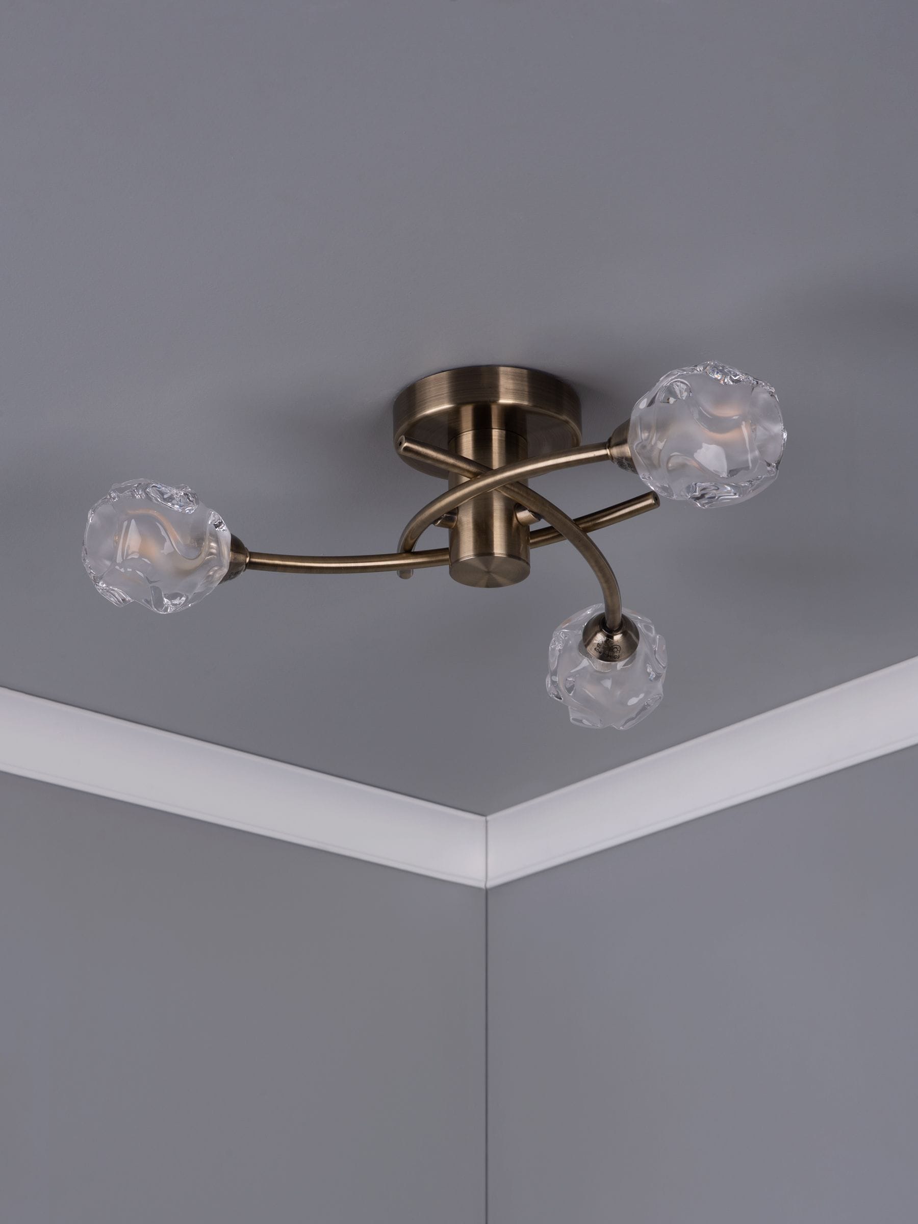 Dar Lighting Seattle brass flush ceiling light 42cm (British brand)