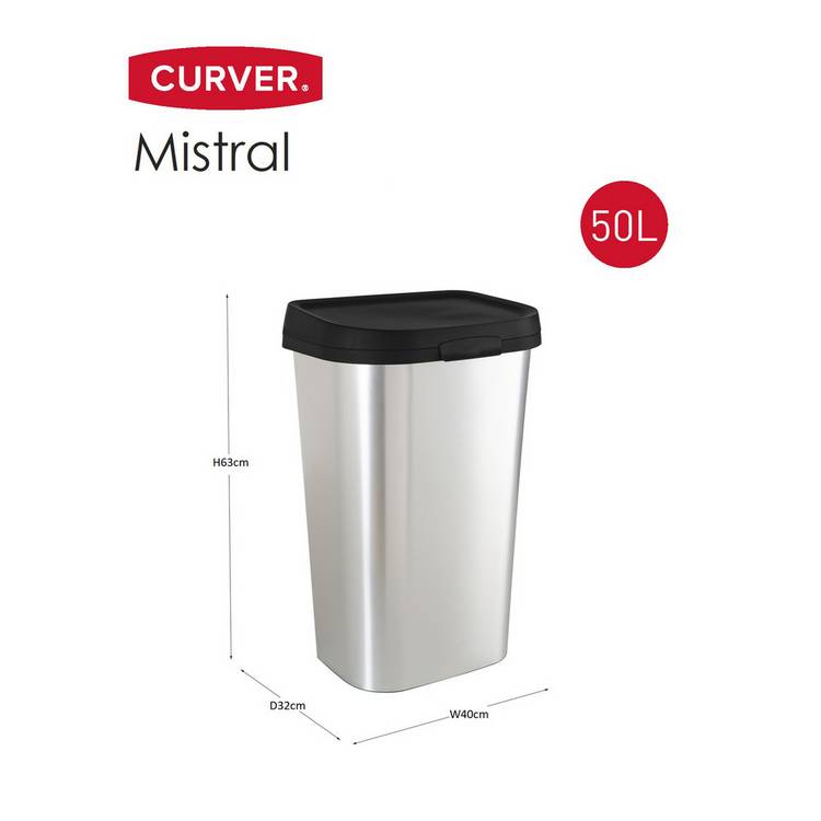 Curver Mistral lift top bin 50 litre - British product