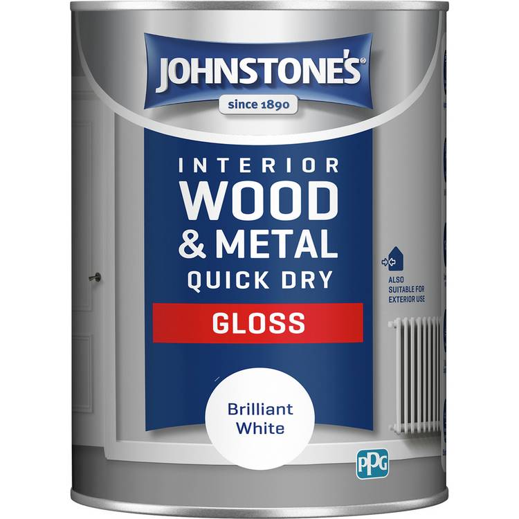 Johnstone's wood and metal gloss paint brilliant white 1.25L (British brand)