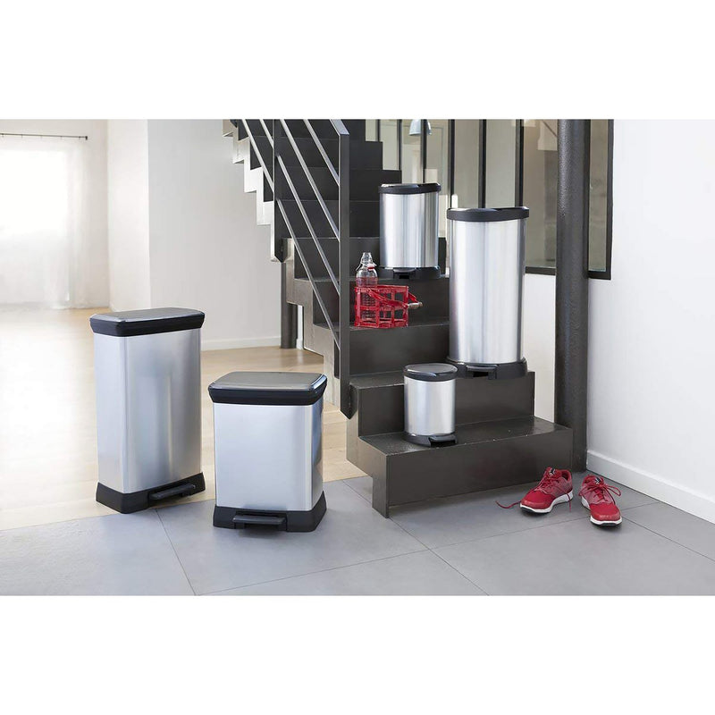 Curver silver pedal bin 50L, UK version