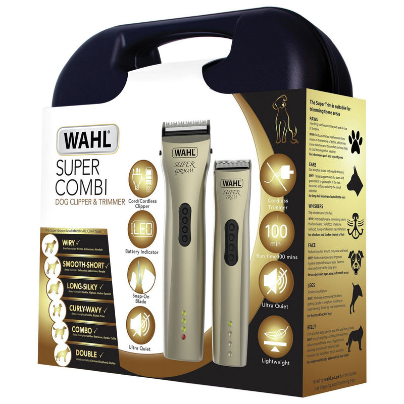 Wahl Super Groom cordless dog clipper and trimmer kit, UK version
