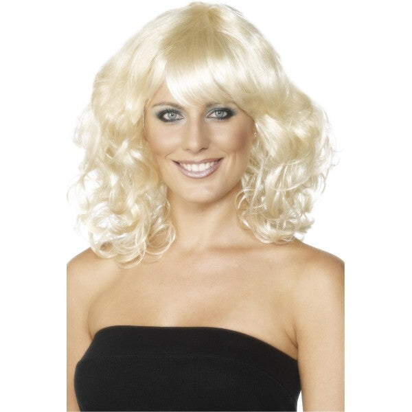 Smiffys Foxy Wig blonde mid length wavy - British product