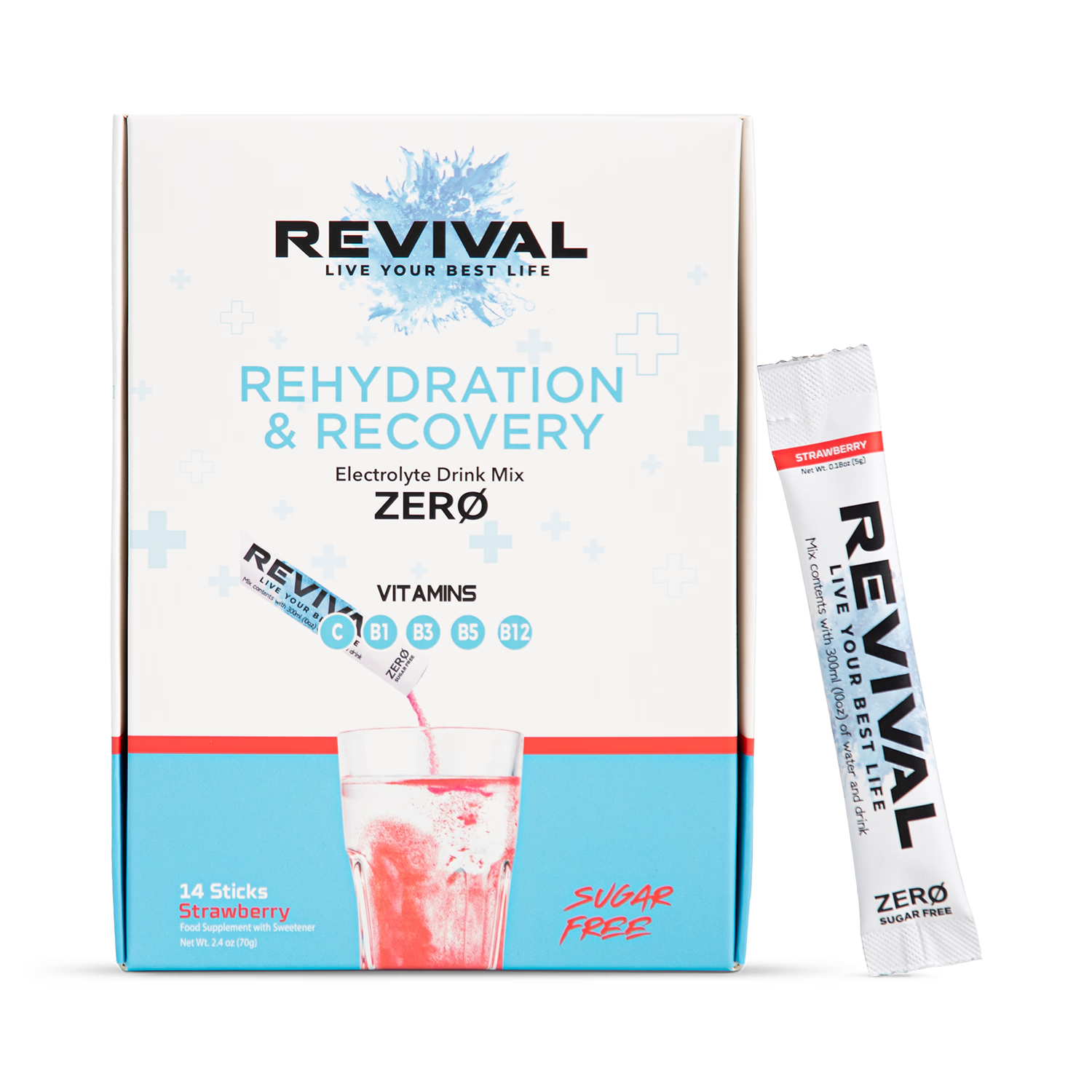 Revival electrolyte drink ZERO Strawberry 14 pack, UK version
