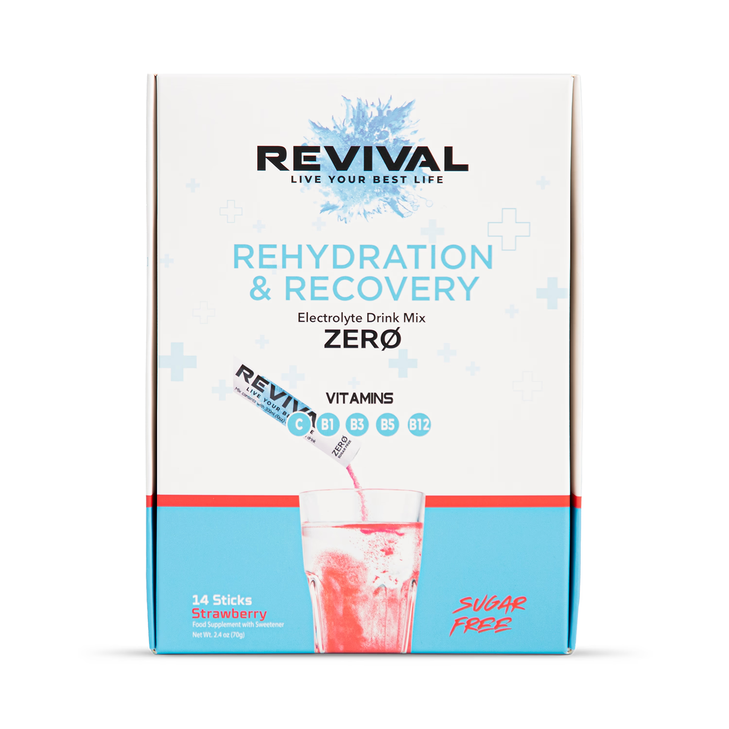 Revival electrolyte drink ZERO Strawberry 14 pack, UK version