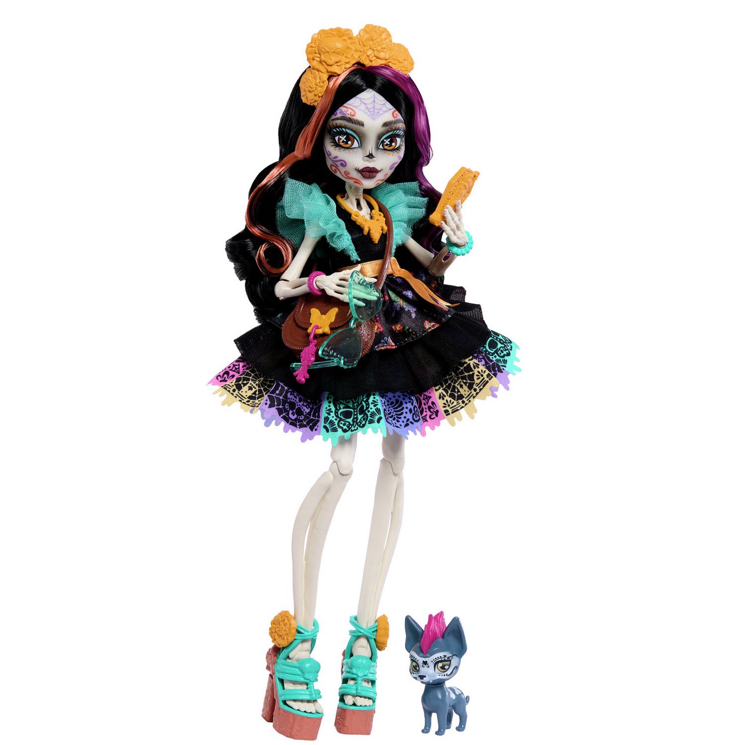 Monster High Skelita Calaveras doll with pet and accessories, imported from the UK