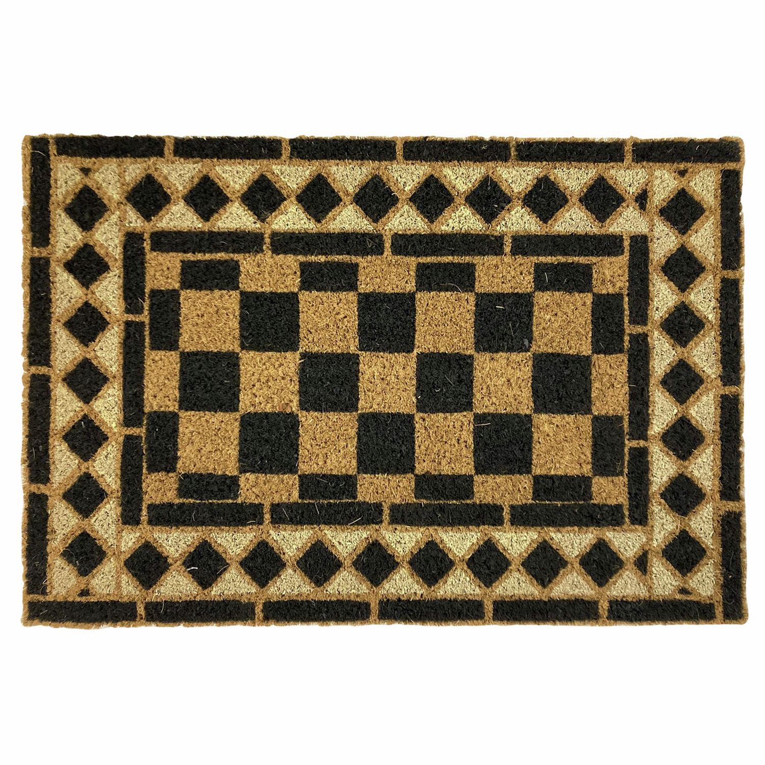 Mighty Mats chequerboard black doormat 40x60cm, imported from the UK