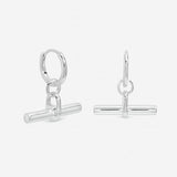 Inicio silver-plated T-bar hoop earrings 30mm drop (British brand)