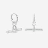 Inicio silver-plated T-bar hoop earrings 30mm drop (British brand)