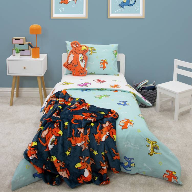 Zog kids bedding set white blue reversible duvet cover, British brand