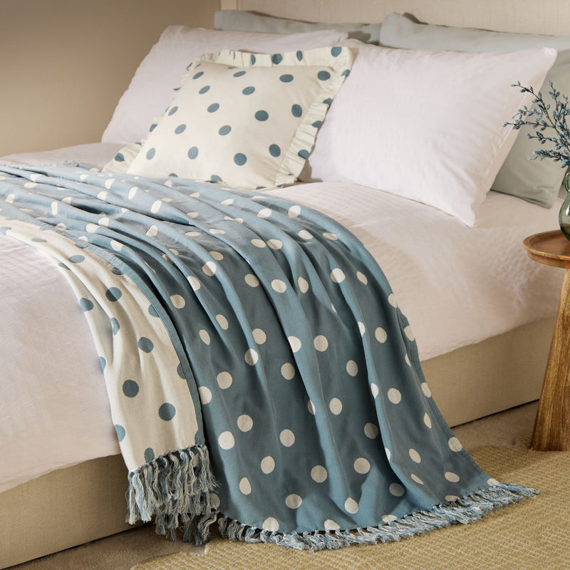 Argos Home Polka Dot Woven Throw - Blue - 150x125cm