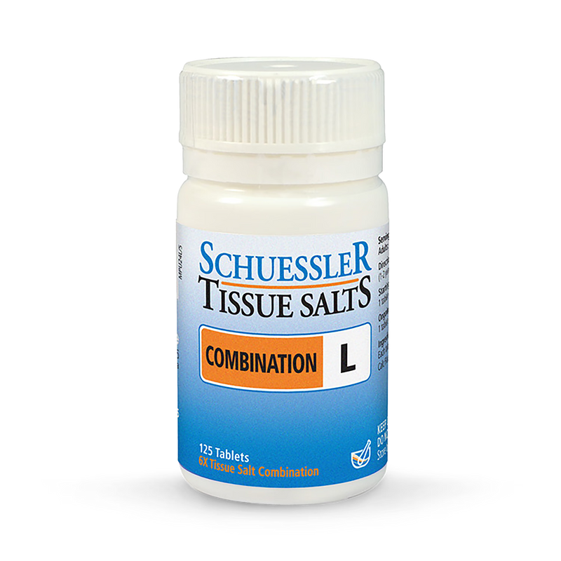 Schuessler Combination L 125 tablets tissue salts, imported from the UK