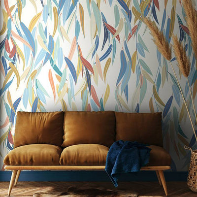 Argos Origin Murals Willow Leave Denim Blue and Apricot Wall Mural 50cm x 19.6m- Buy online at McGrocer