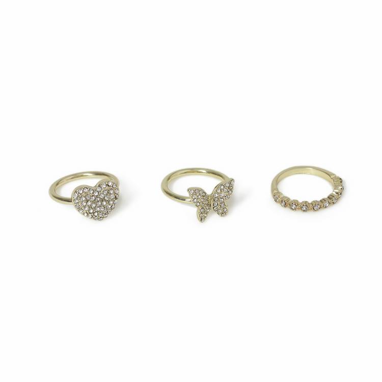 Revere Freedom gold-tone crystal motif ring set small - British product