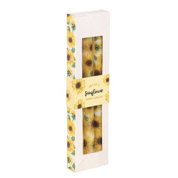 Something Different sunflower taper candles pack of 3 (British brand)