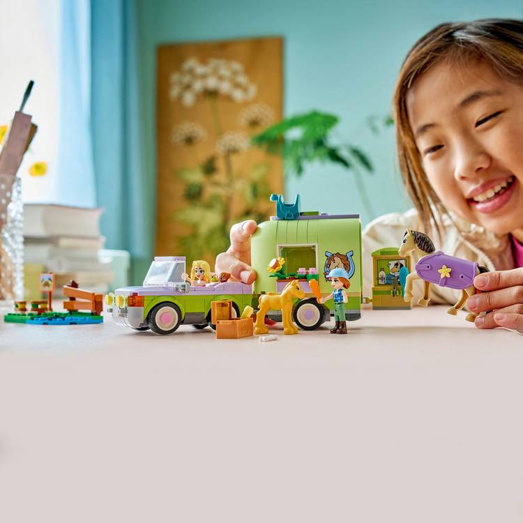 LEGO Friends horse trailer toy with car 279-piece set, UK version