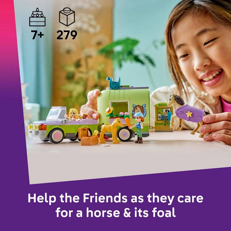 LEGO Friends horse trailer toy with car 279-piece set, UK version