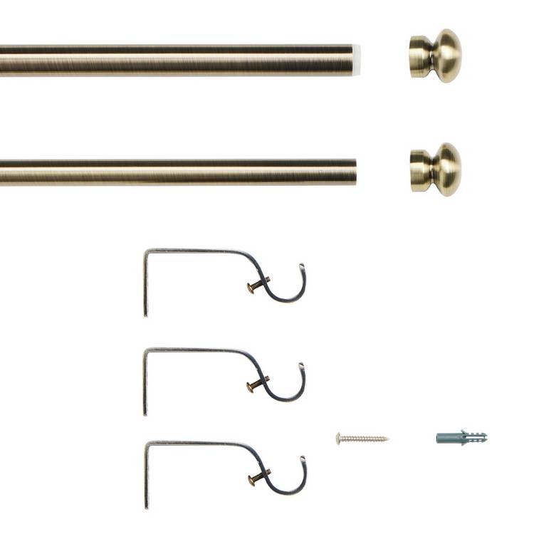 Argos Home antique brass extendable curtain pole 120-210cm, imported from the UK