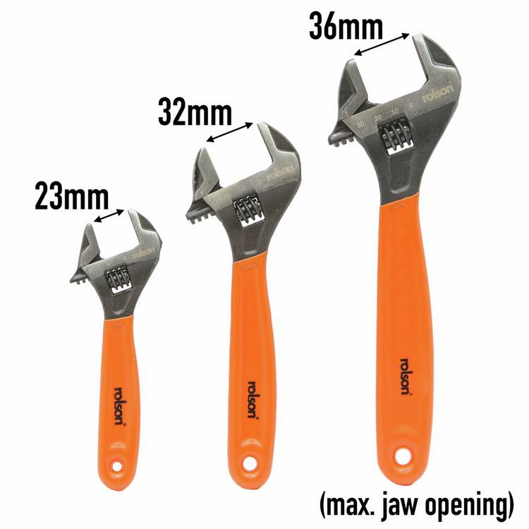 Rolson adjustable wrench set 3 piece, UK version