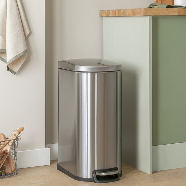 Habitat slim pedal bin brushed finish 40L, imported from the UK