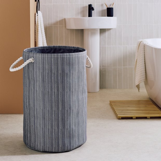 Argos Home charcoal stripe laundry bag 60L (British brand)