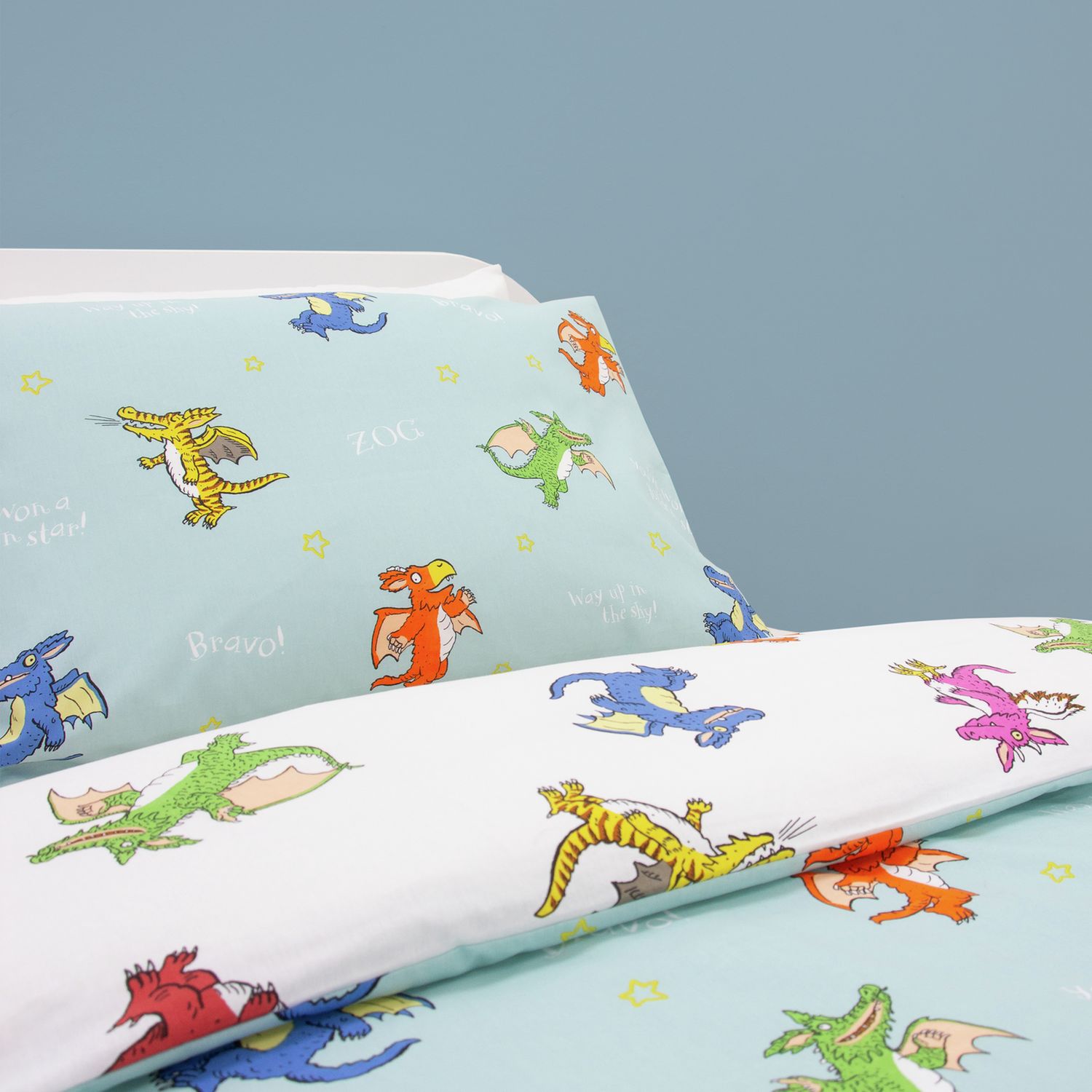 Zog Kids White & Blue Bedding Set - Single