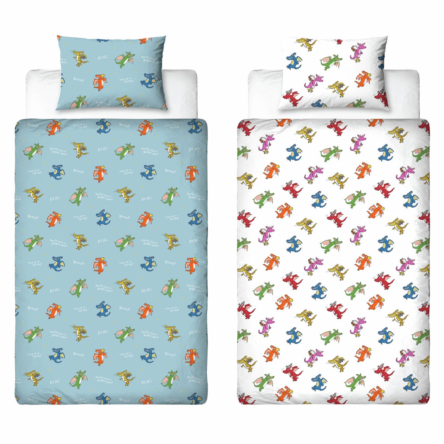 Zog Kids White & Blue Bedding Set - Single