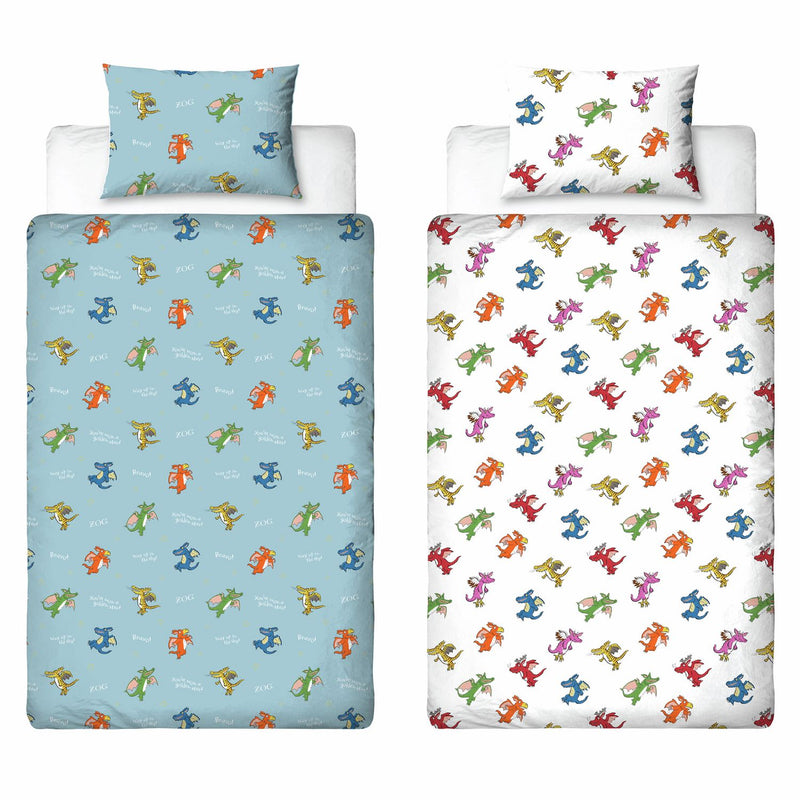 Zog Kids White & Blue Bedding Set - Single