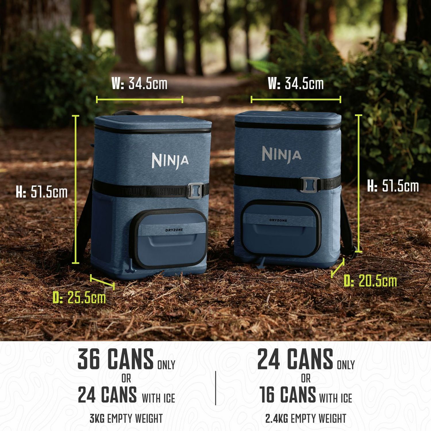 Ninja FrostVault Go soft cooler backpack 23L blue, imported from the UK