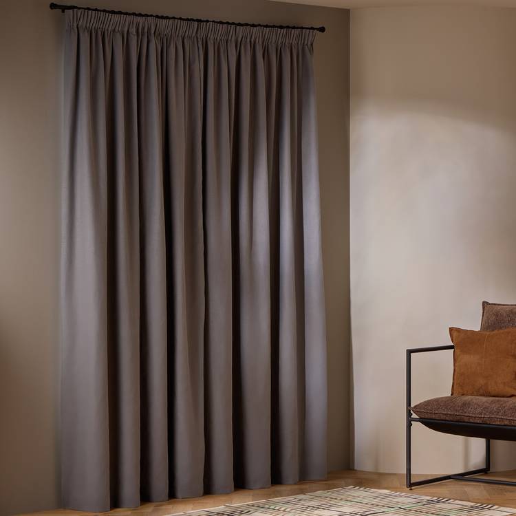 Habitat dove grey linen blackout curtains 117x137cm, imported from the UK