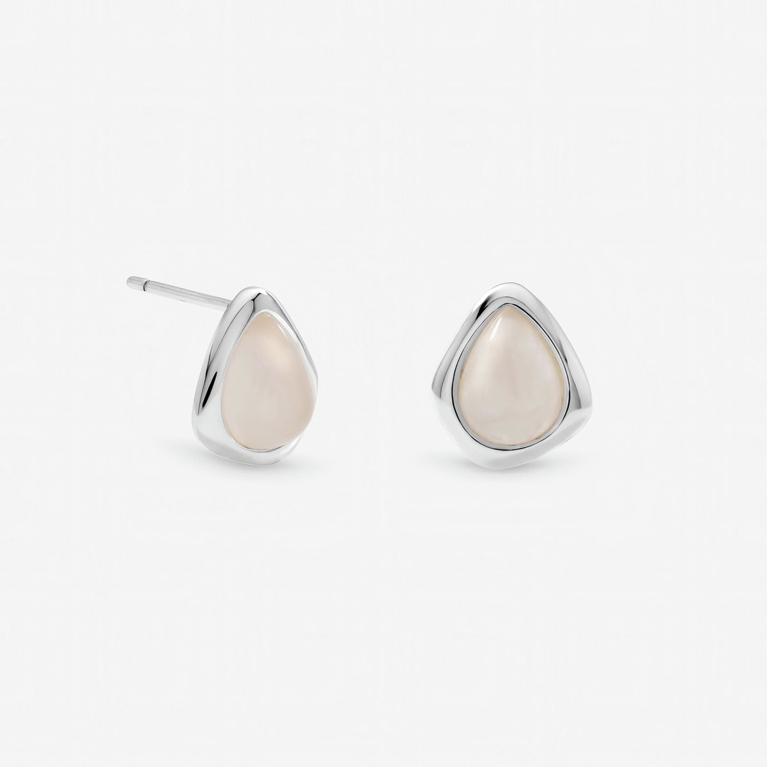 Inicio silver plated rose quartz stud earrings, UK version