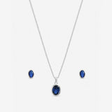 Inicio jewellery set silver plated sapphire oval bezel - British product