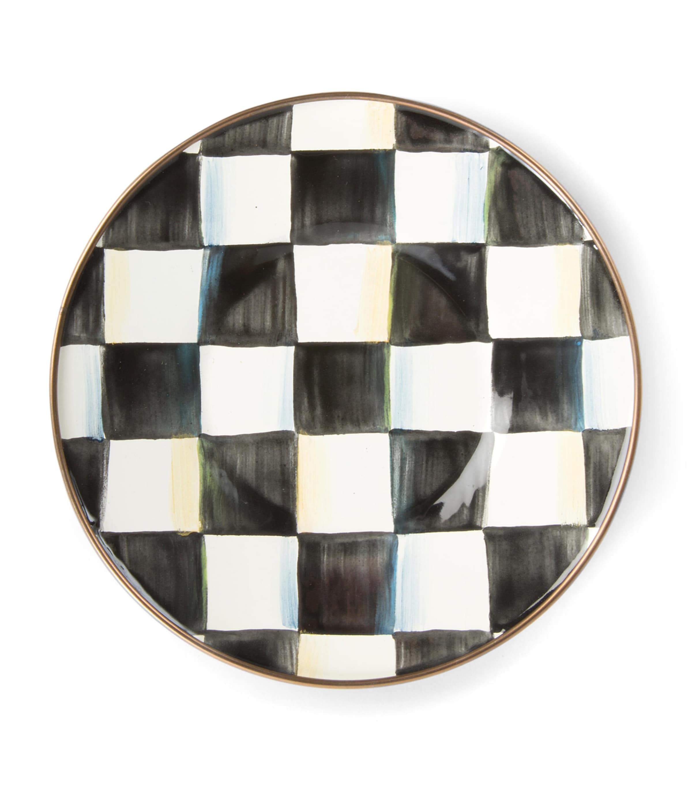 MacKenzie-Childs Courtly Check pattern saucer, imported from the UK