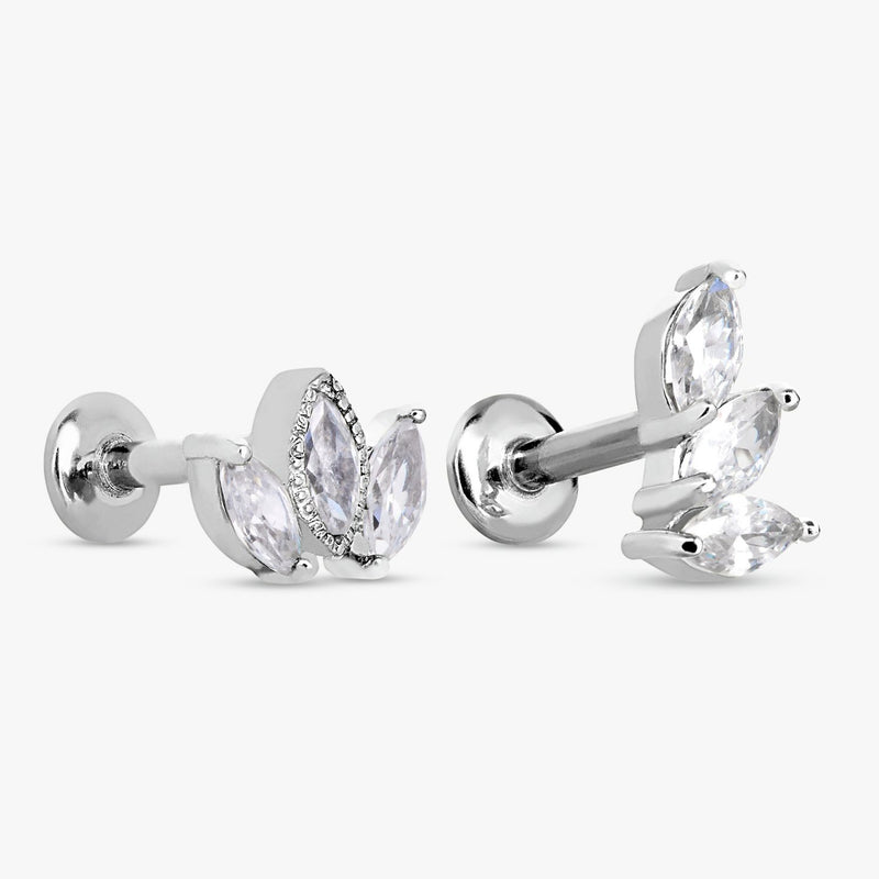 Revere surgical steel marquise flatback stud earrings - British product