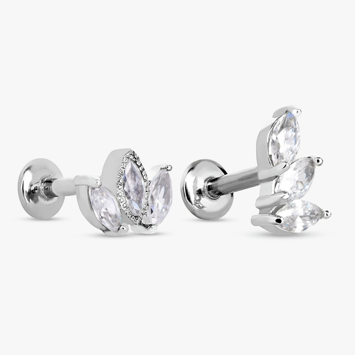 Revere surgical steel marquise flatback stud earrings - British product