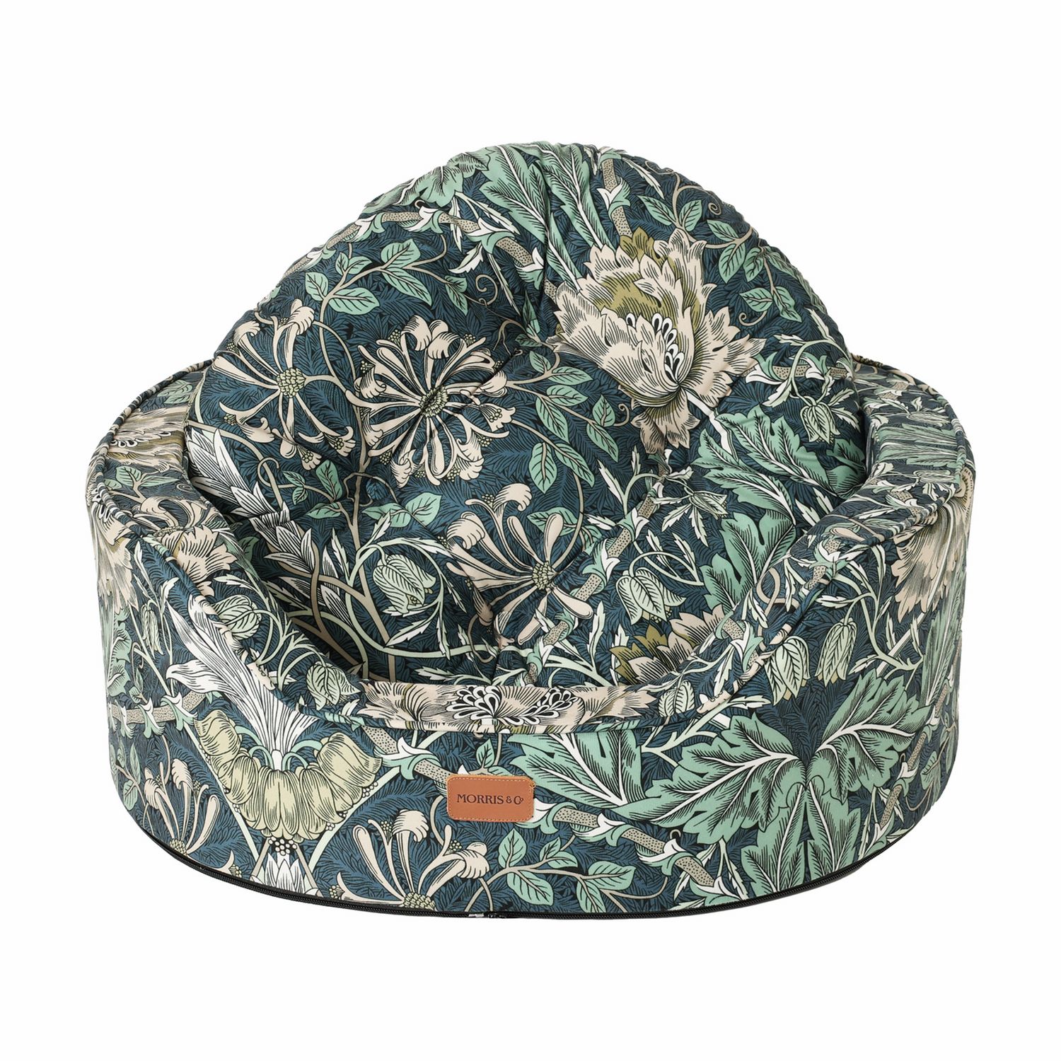 Morris & Co Honeysuckle & Acorn print oval dog bed large, imported from the UK