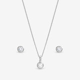 Inicio cubic zirconia bezel necklace and earrings gift set (British brand)