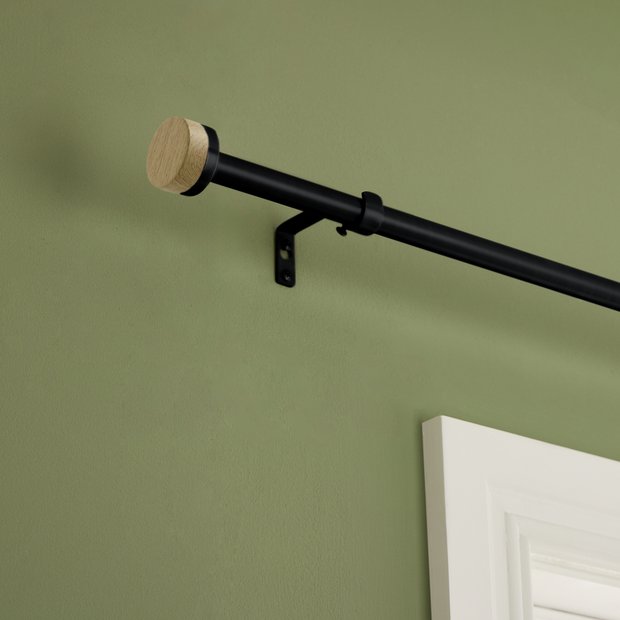 Argos Home extendable metal stud matte black curtain pole 110-300cm, imported from the UK