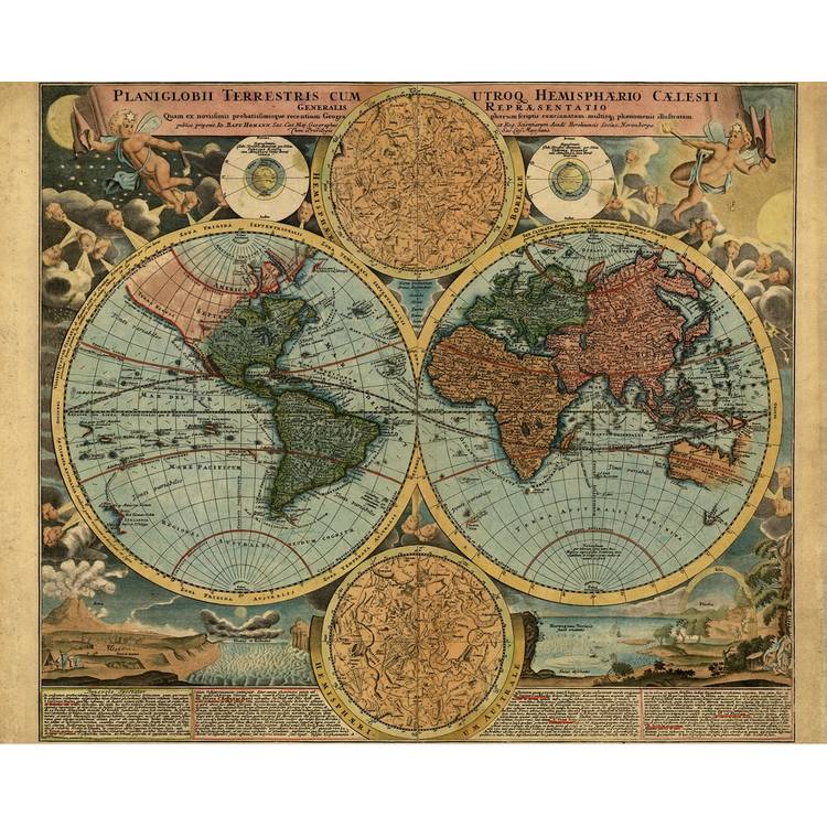 Origin Murals vintage map antique wall mural 50cm x 19.6m, UK version