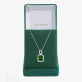Jon Richard rhodium plated emerald cubic zirconia pendant - British product
