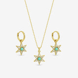Inicio 14ct gold plated turquoise star pendant earrings - British product