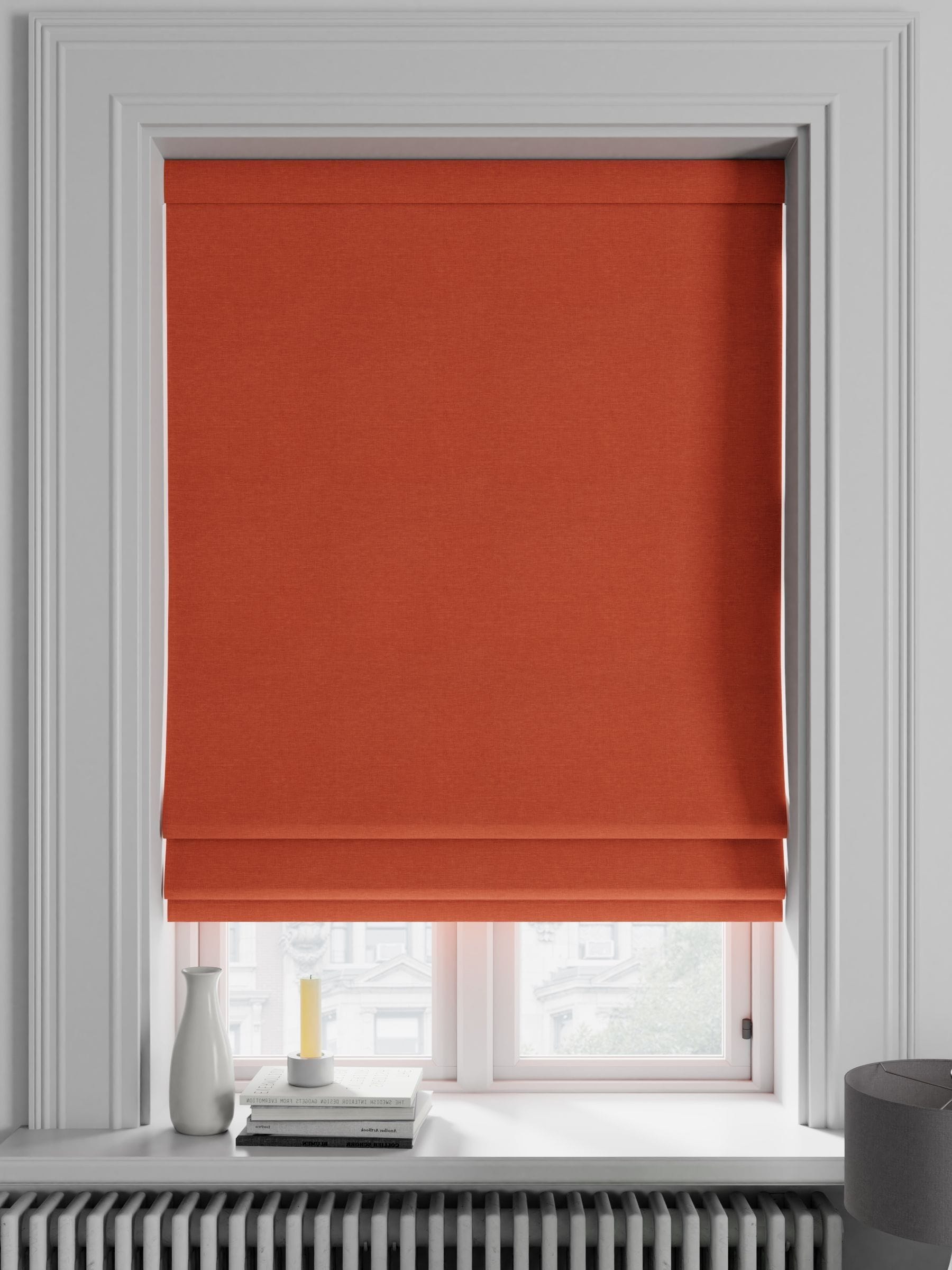 Orangefarbener römischer Soho-Vorhang nach Maß aus Chenille-Stoff - britisches Produkt