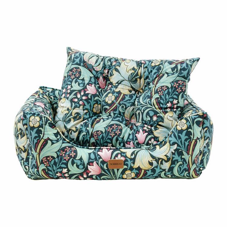 Morris & Co Golden Lily print dog bed medium, UK version